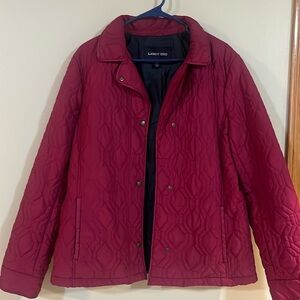 Lands End women’s quilted fall jacket color, fuchsia, size large 14-16